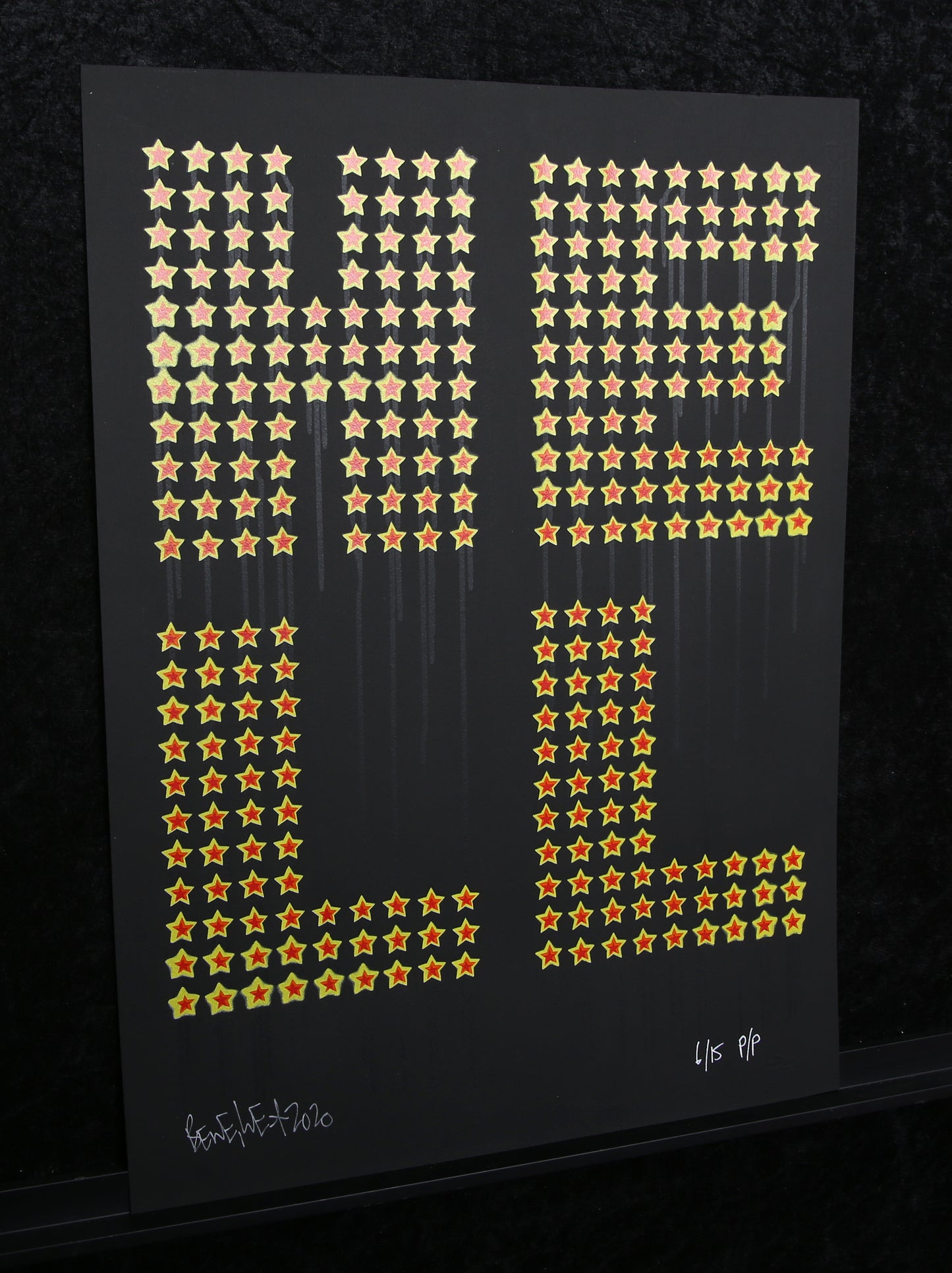Eine, Ben - Hell - 3-farbiger Siebdruck mit Tropfenüberzug - handsigniert