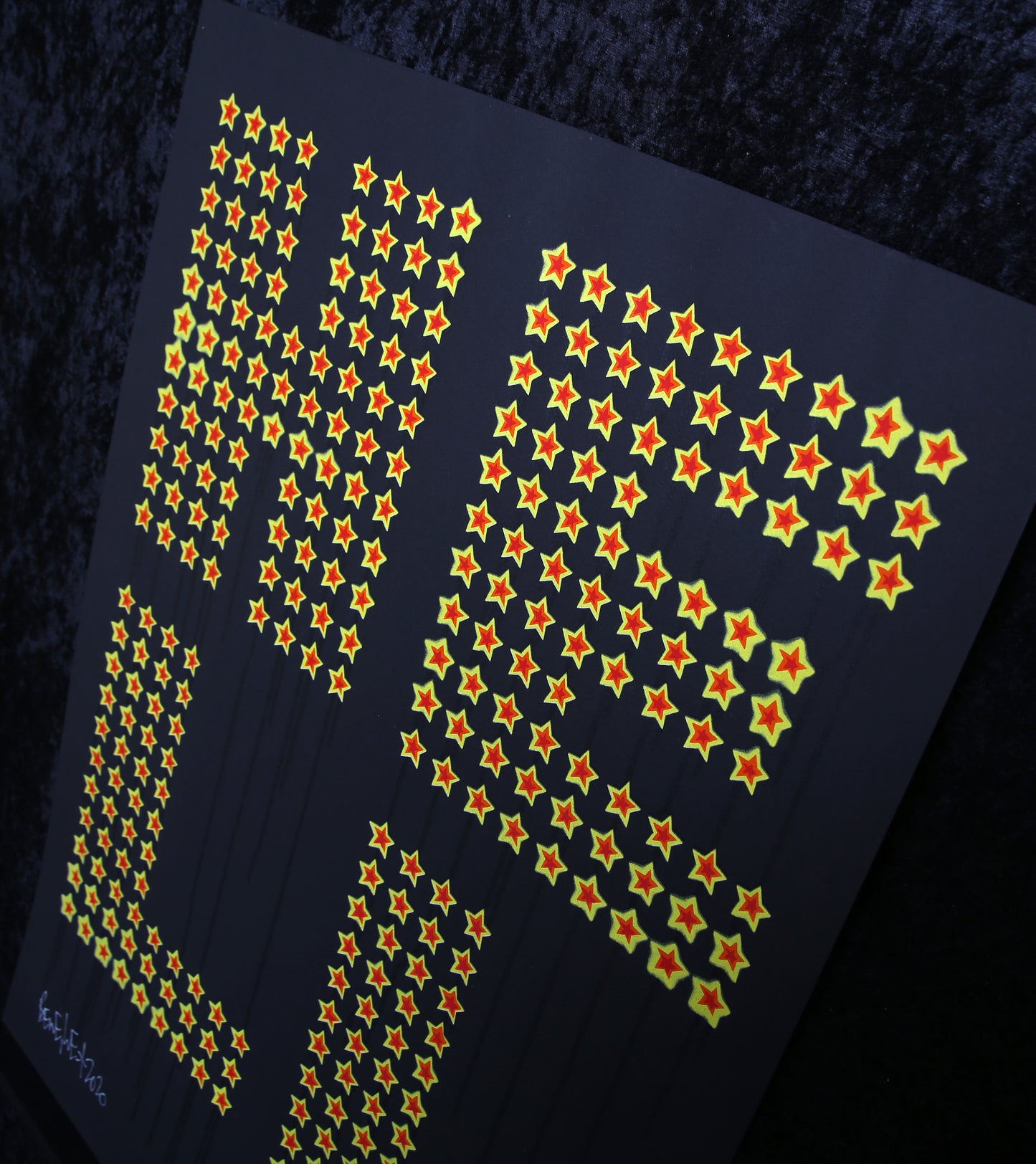 Eine, Ben - Hell - 3-farbiger Siebdruck mit Tropfenüberzug - handsigniert