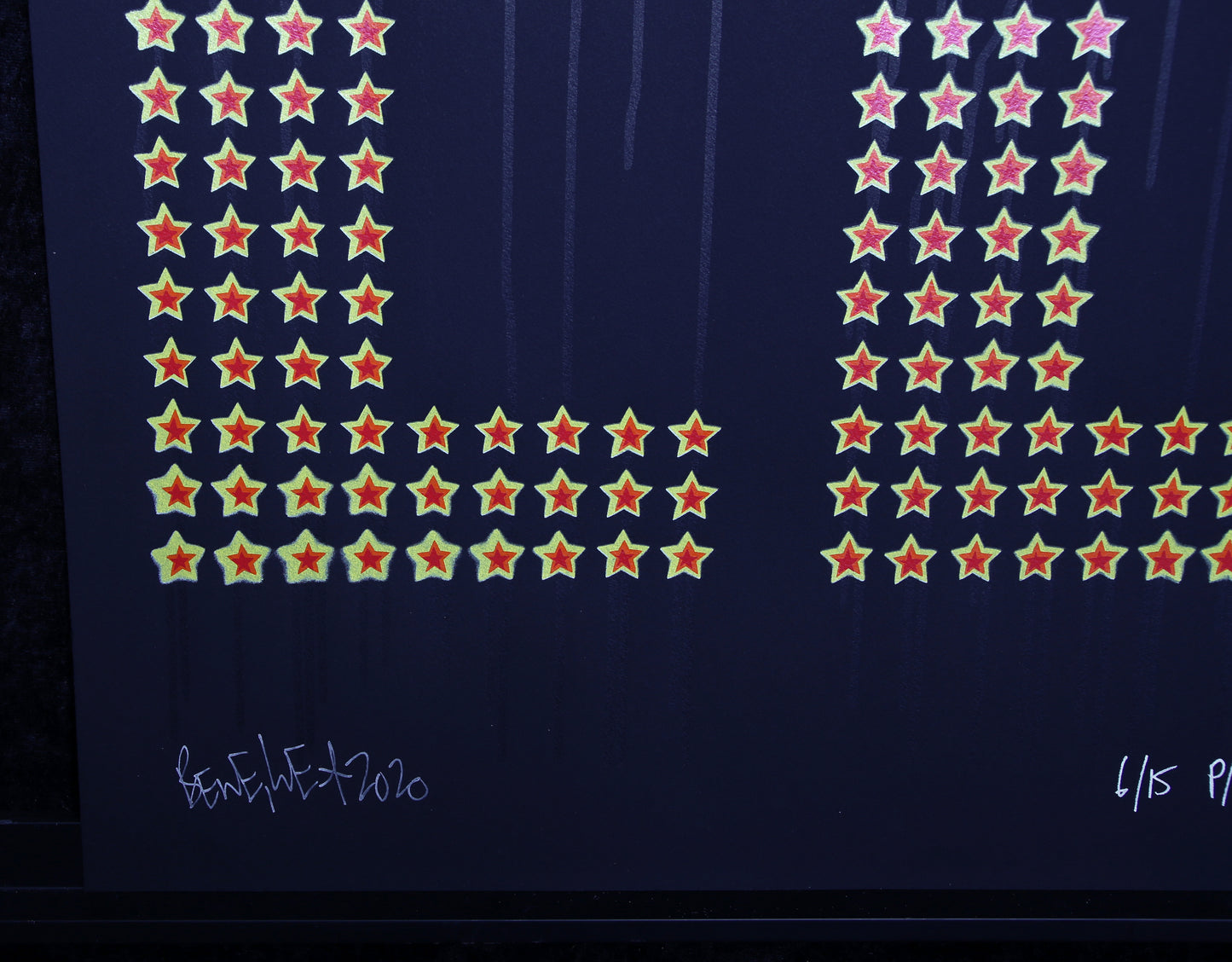 Eine, Ben - Hell - 3-farbiger Siebdruck mit Tropfenüberzug - handsigniert