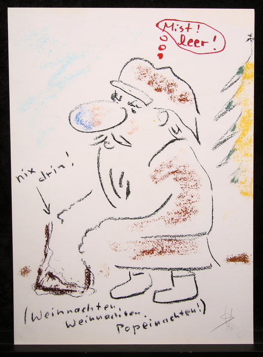 Schneider, Helge - Christmas/Pope Christmas (nothing inside) - Giclee - hand signed