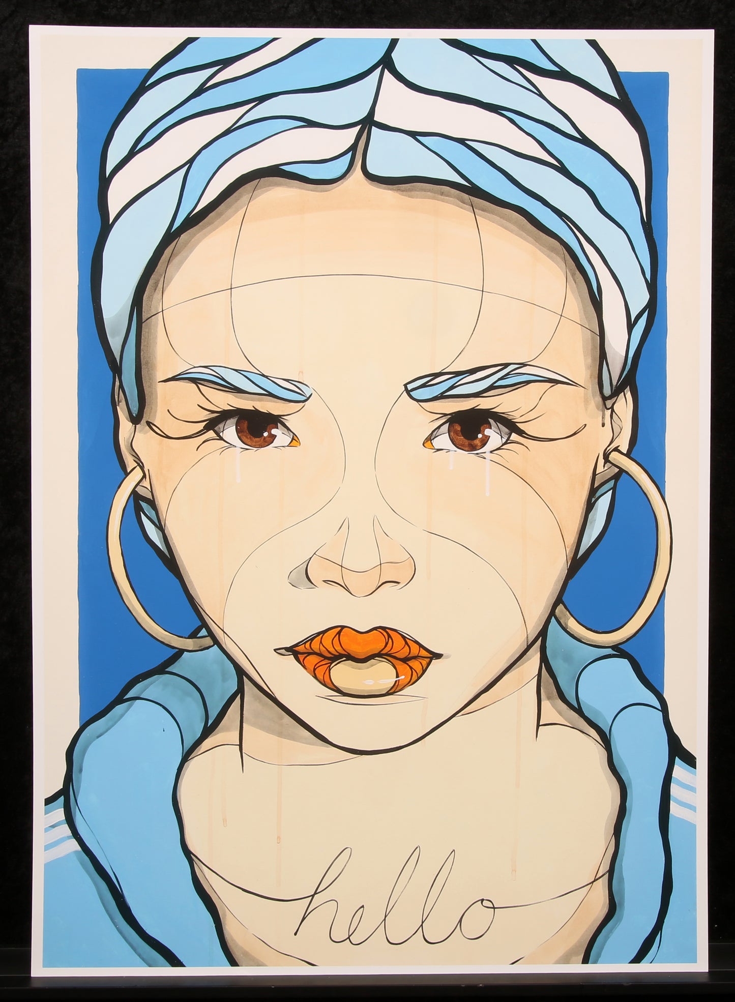 El Bocho - Hello in blue - Mini - Giclée, 2023 - handsigniert