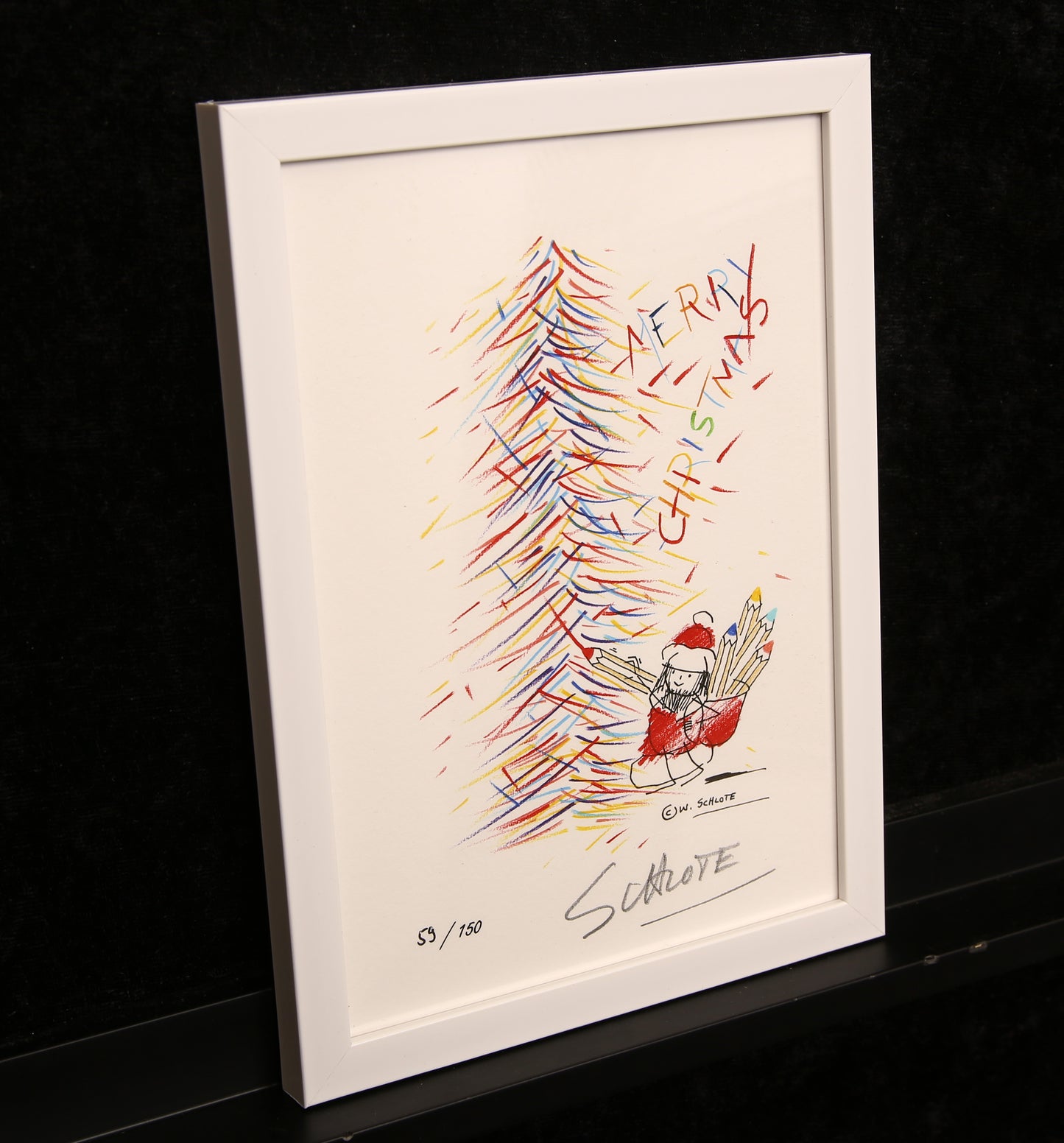 Schlote, Wilhelm - Prettige Kerstdagen - Giclee - handgesigneerd - ingelijst