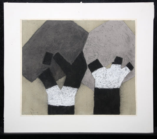 Keidel, Barbara - Waldstück III - gouache op handgeschept papier - handgesigneerd uniek stuk