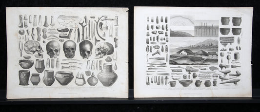FA Brockhaus Verlag - Beeldatlas - Thema Cultuurgeschiedenis - 9 prenten - ca. 1870