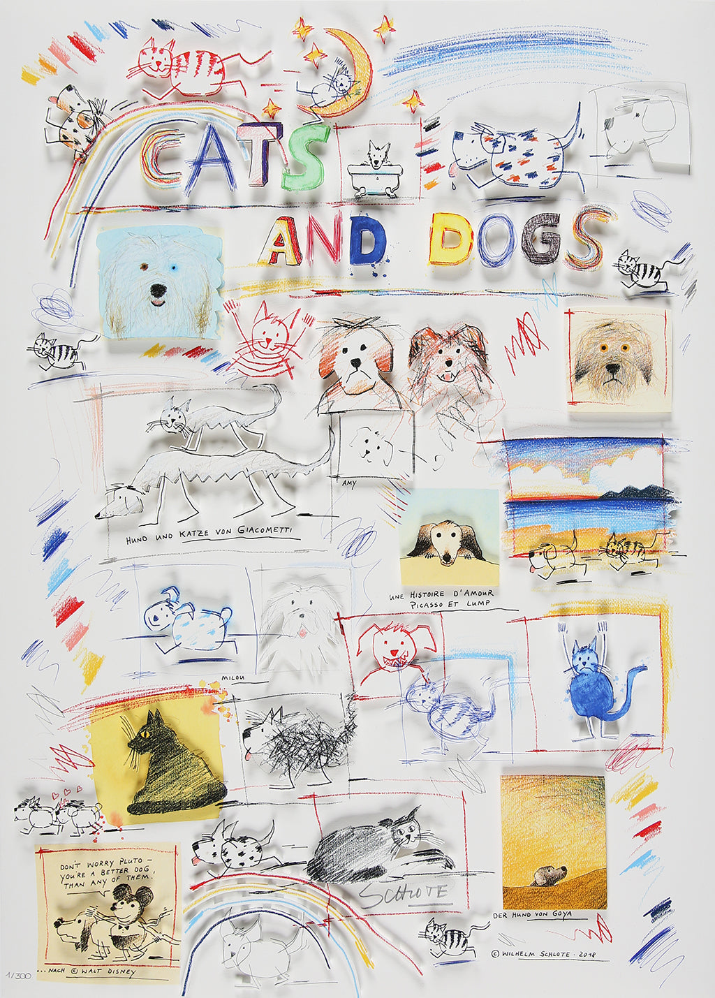 Schlote, Wilhelm - Cats and Dogs - 3D-Konstruktion - handsigniert Clever Art