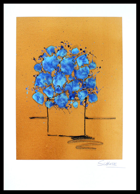 Schlote, Wilhelm - Bouquet - bleue - signé à la main - Giclée