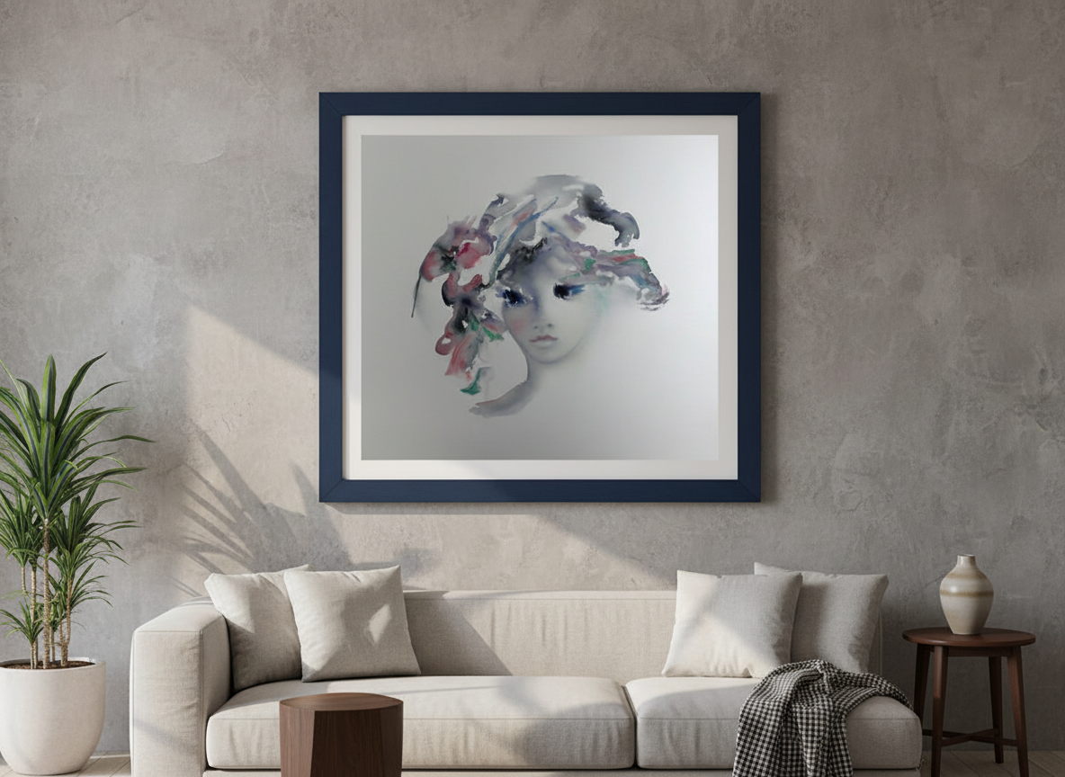 Shan-Merry - Tête d'une fille - Farblithografie