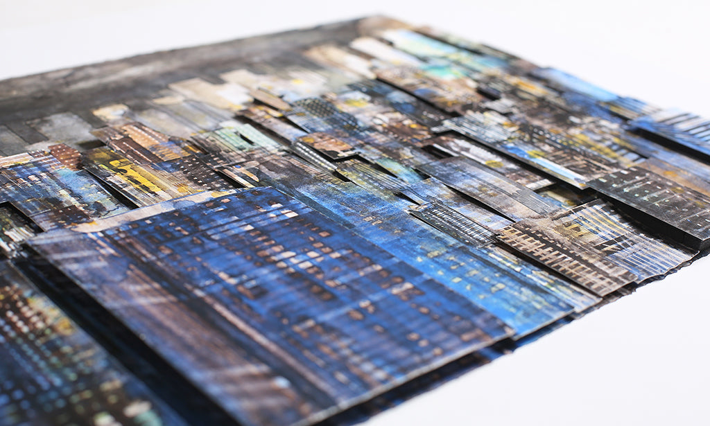 Salzmann, Gottfried - Skyline at night - 3D-Konstruktion - handsigniert Clever Art