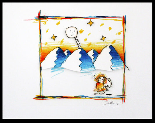 Schlote, Wilhelm - L'Échelle vers la Lune - signé à la main - Giclée
