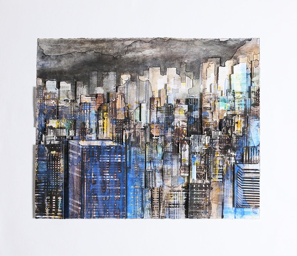 Salzmann, Gottfried - Skyline at night - 3D-Konstruktion - handsigniert Clever Art