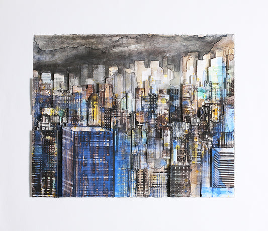 Salzmann, Gottfried - Skyline at night - 3D-Konstruktion - handsigniert Clever Art