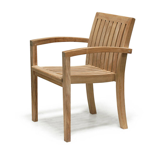 Teakholz Sitzgruppe - Tisch - Bank - 6 Stapelsessel + Kissen - NEU