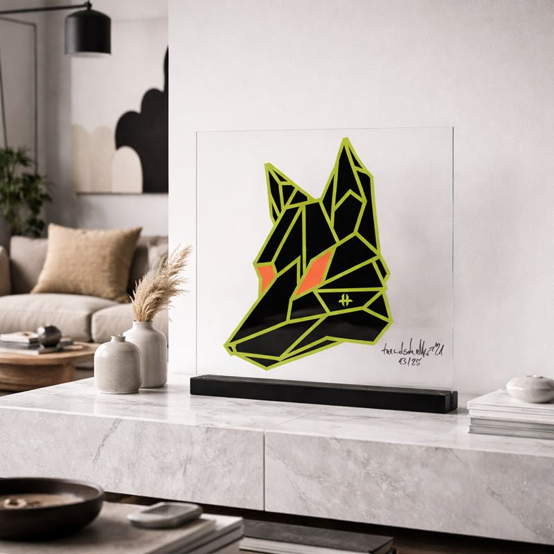 Fuxundschalter - Paulis Fux -  Mischtechnik auf Plexiglas - handsigniert