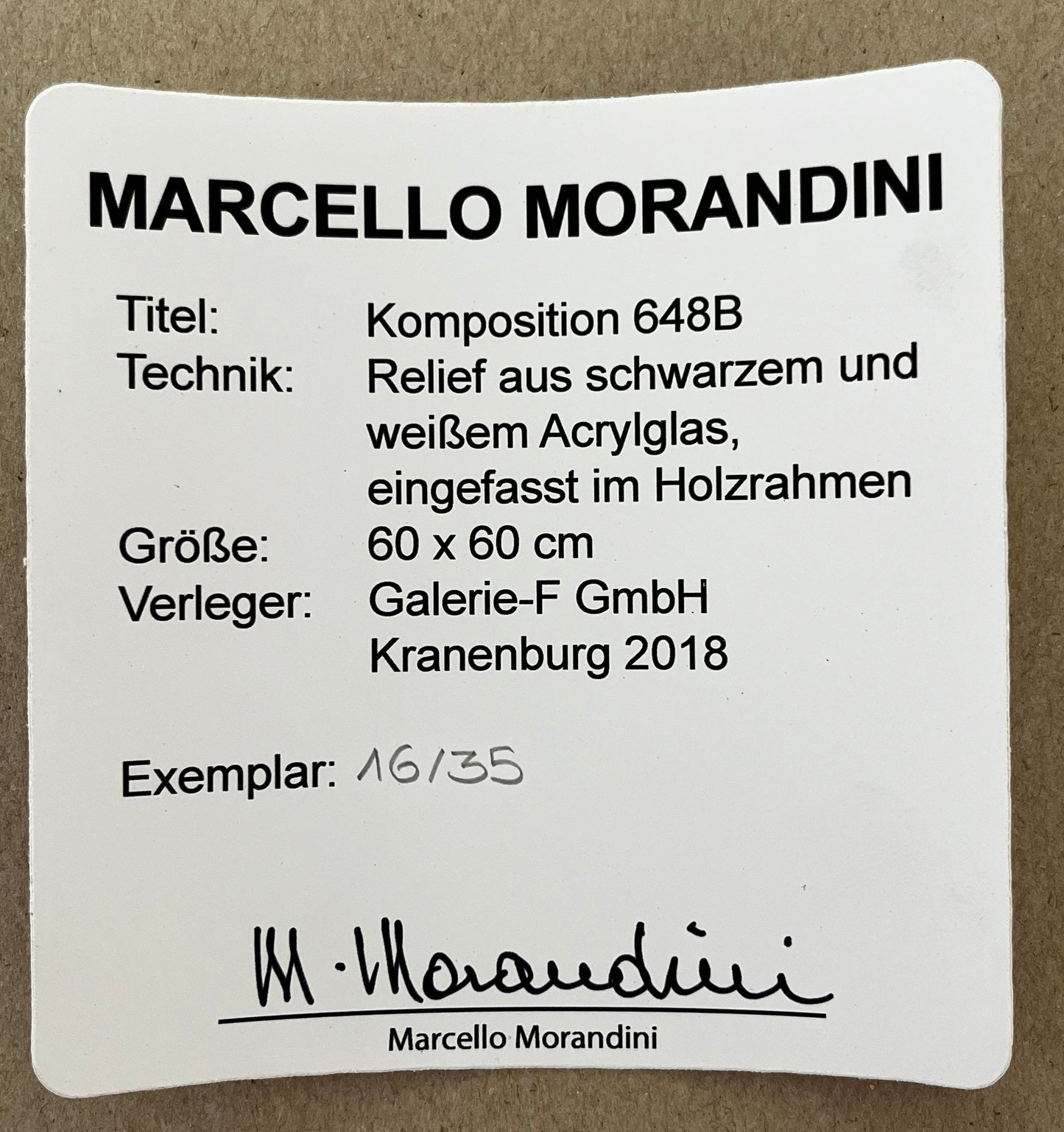 Morandini, Marcello - 648B - 3D-Konstruktion/Relief - gerahmt - handsigniert