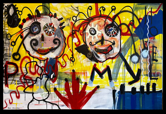 Kostabi, Paul - Fantastisch - gemengde techniek op canvas - uniek