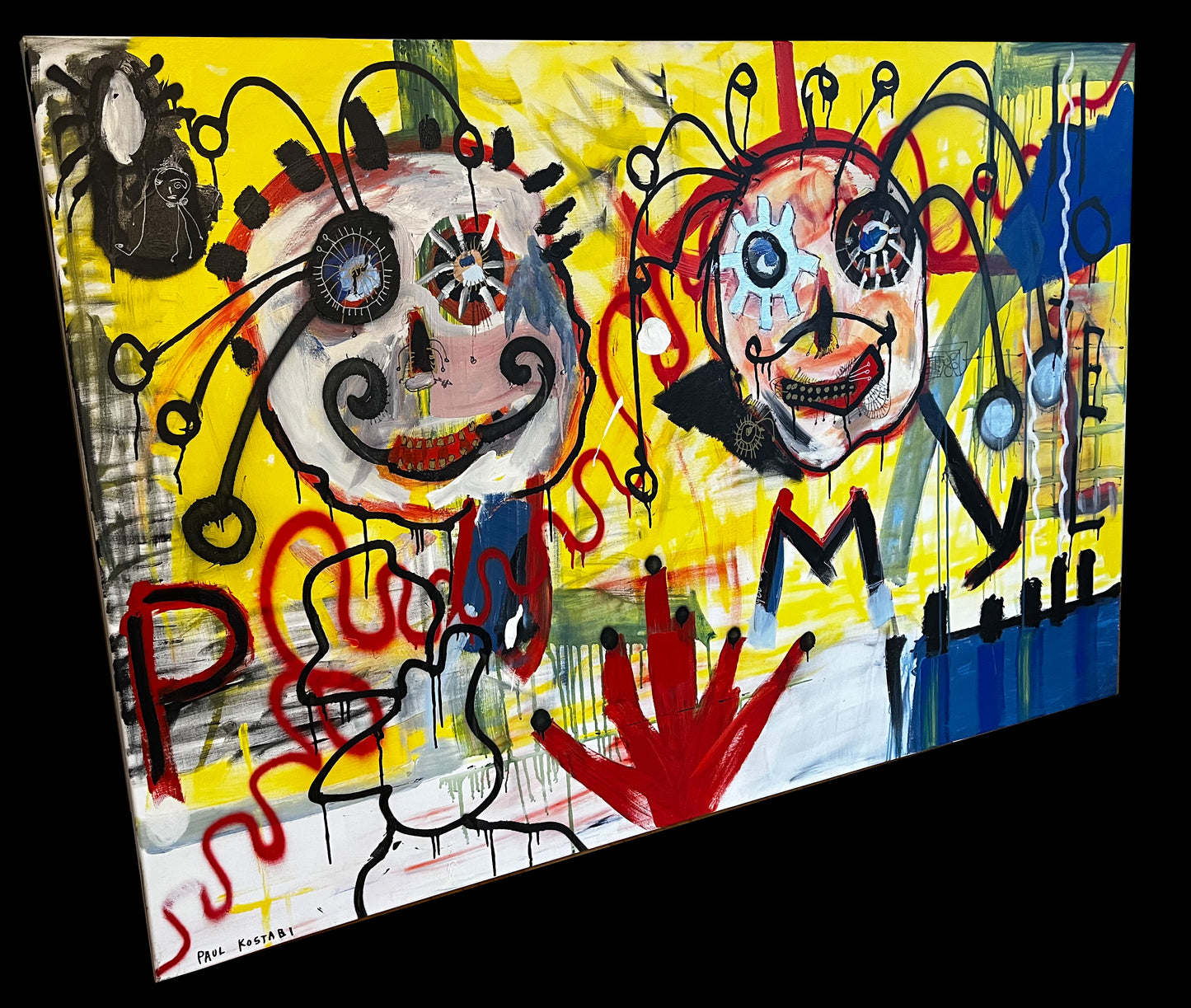 Kostabi, Paul - Fantastisch - gemengde techniek op canvas - uniek