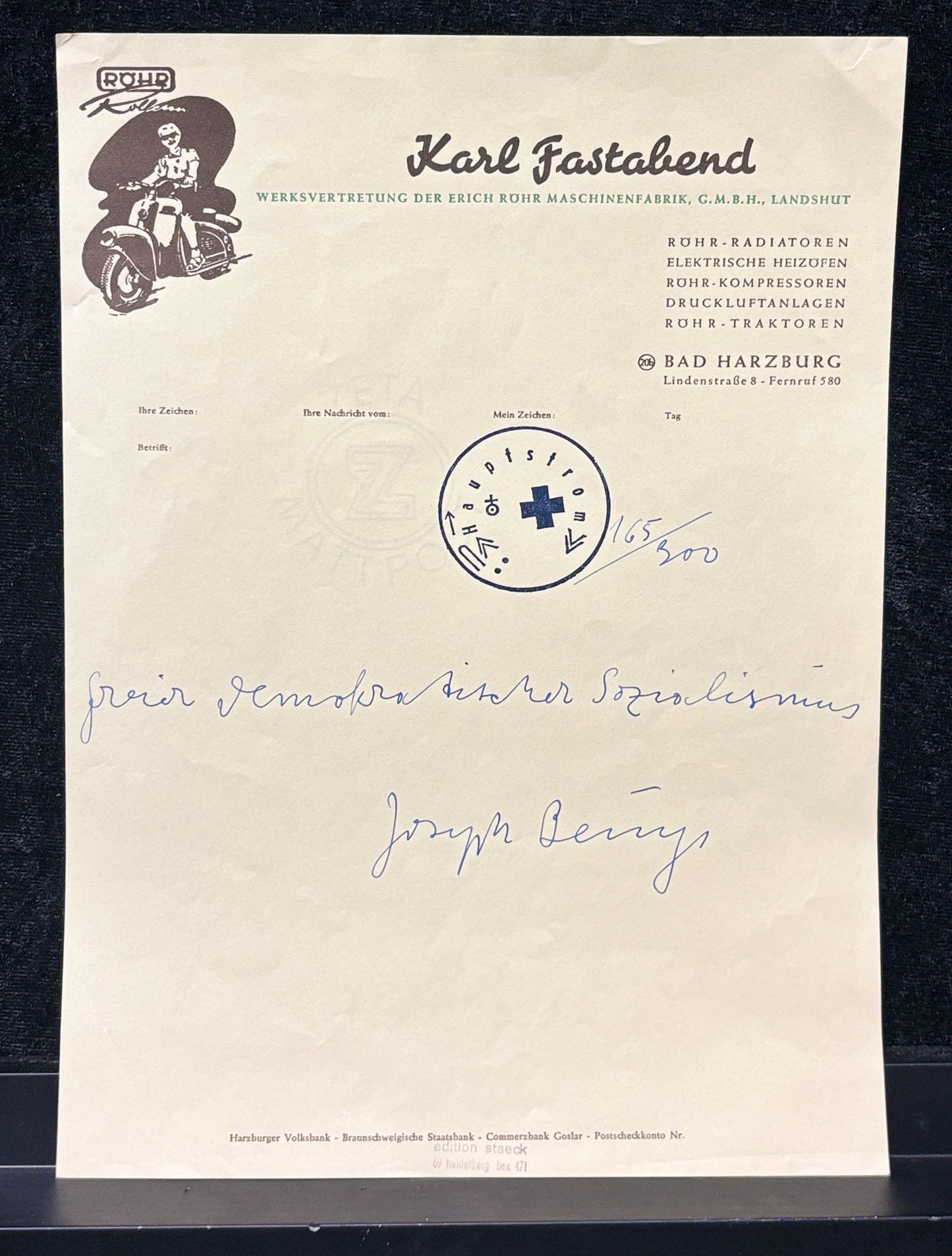 Beuys, Joseph - Vrij Democratisch Socialisme, 1971 - handgesigneerd