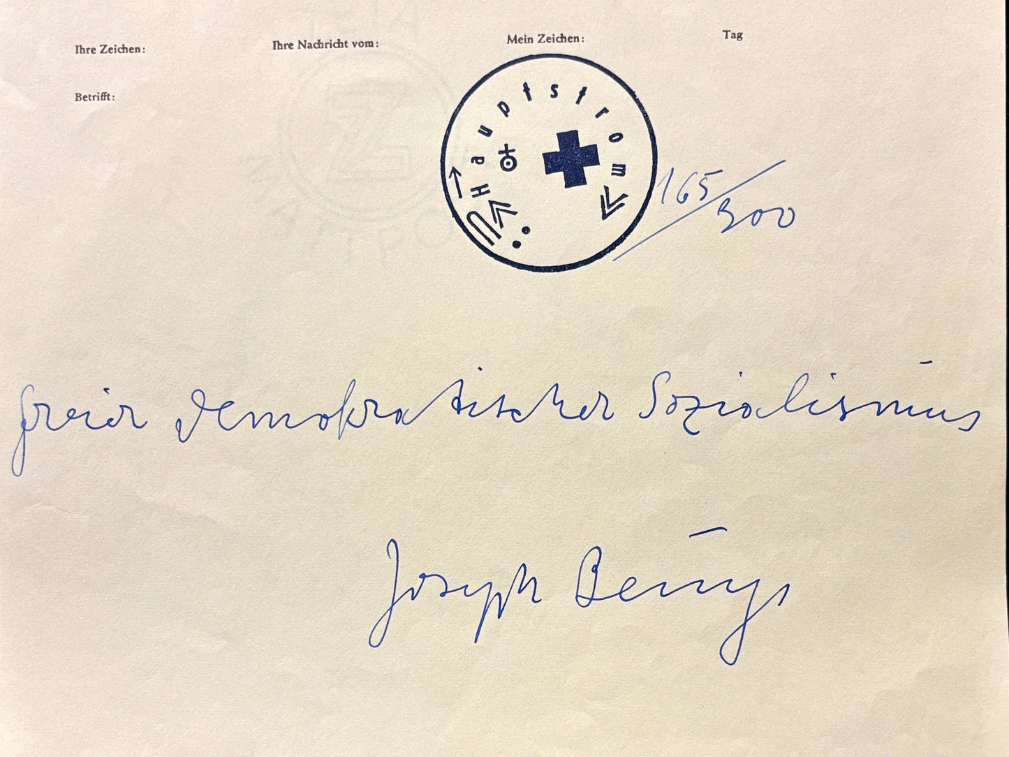 Beuys, Joseph - Vrij Democratisch Socialisme, 1971 - handgesigneerd