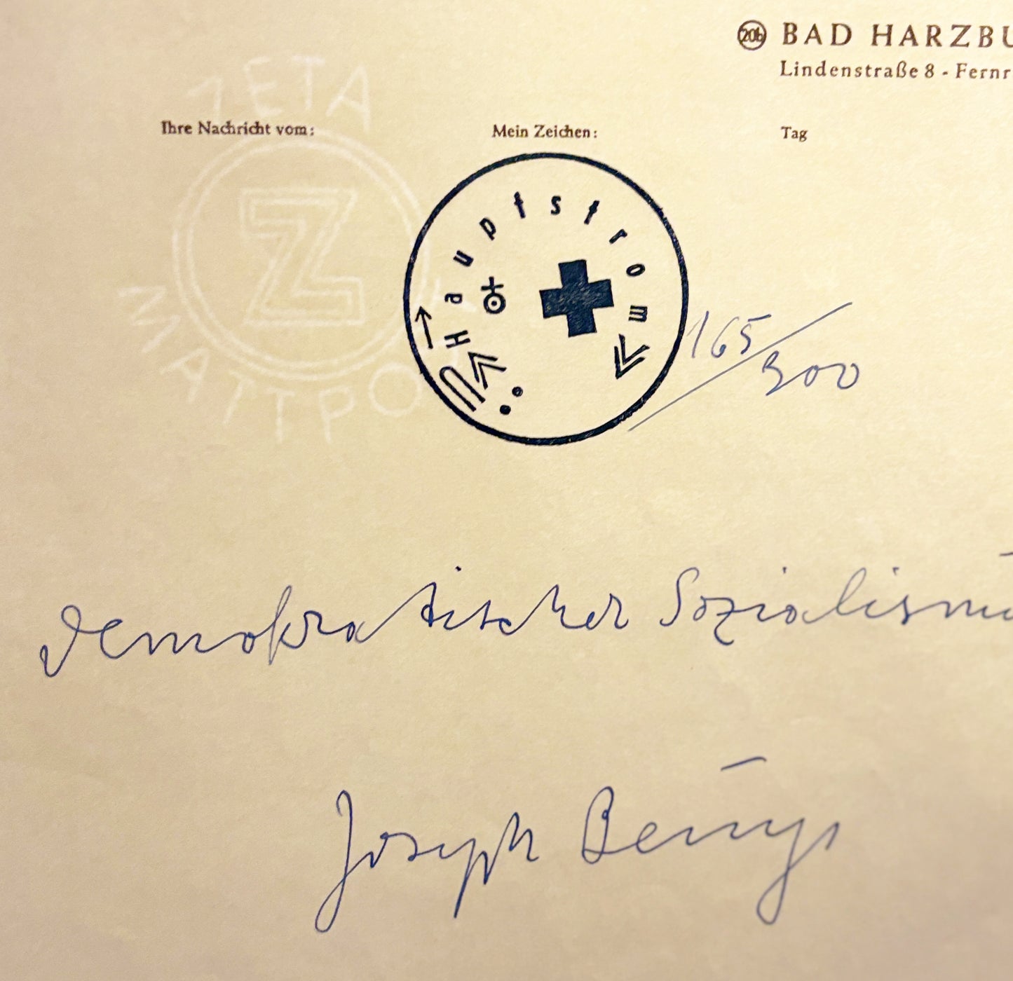 Beuys, Joseph - Vrij Democratisch Socialisme, 1971 - handgesigneerd