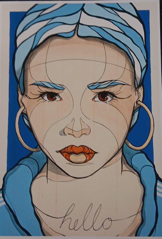 El Bocho - Hello in blue - Mini - Giclée - handsigniert