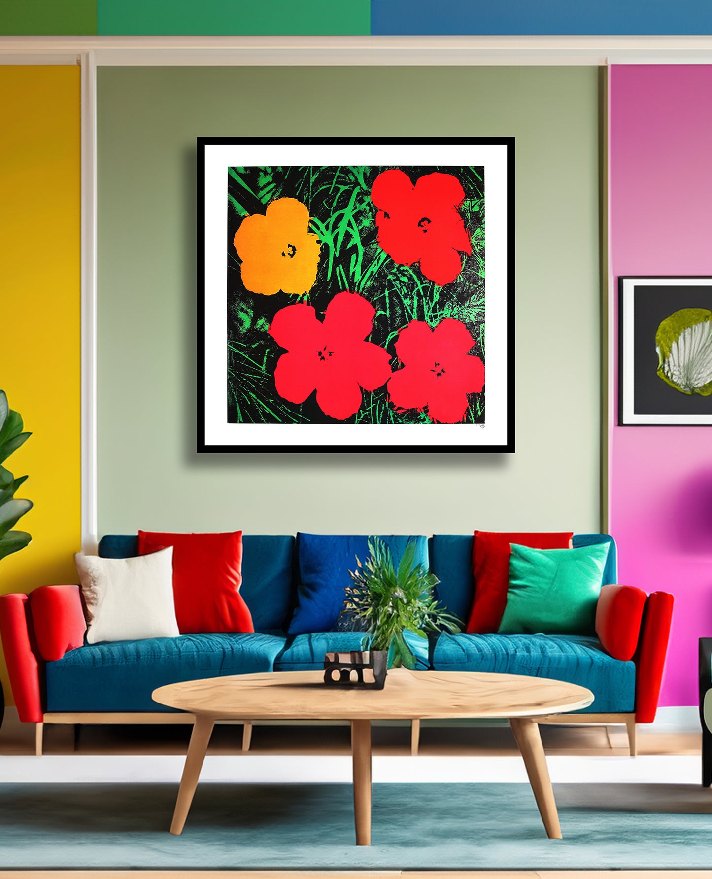 Warhol, Andy - Fleurs - d'après l'original de 1964 - Tirage d'art 90x90 cm