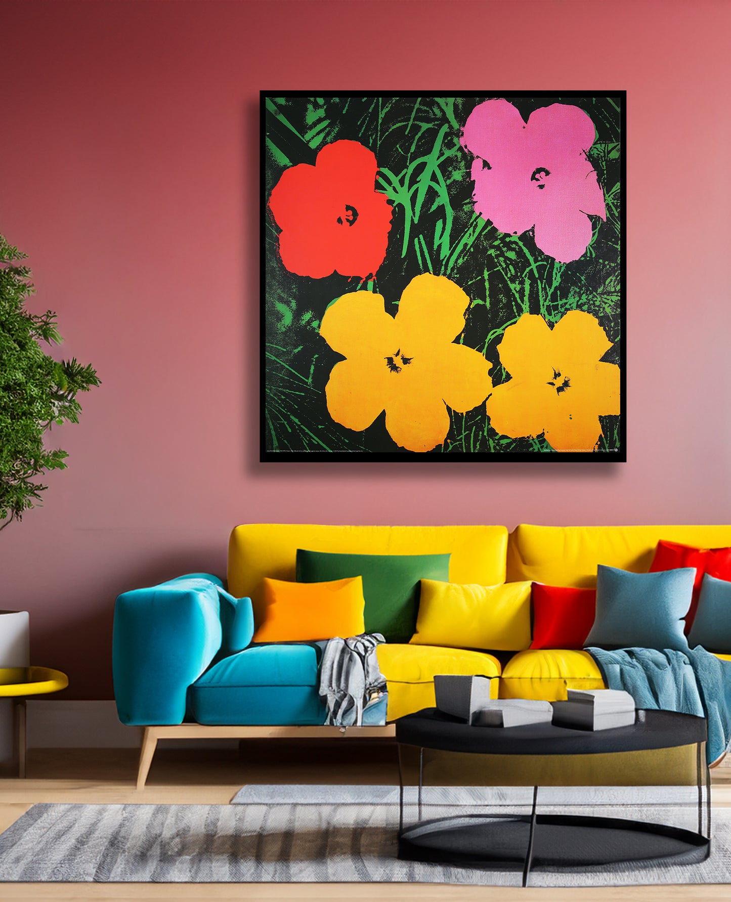 Warhol, Andy - Fleurs - (1 x 1 mètre sans bordure) - Estampe d'art