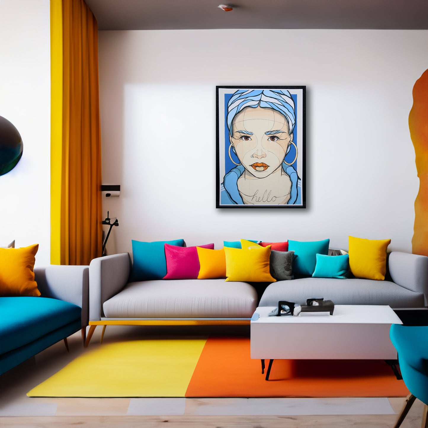 El Bocho - Hello in blue (large) - Giclée - handsigniert