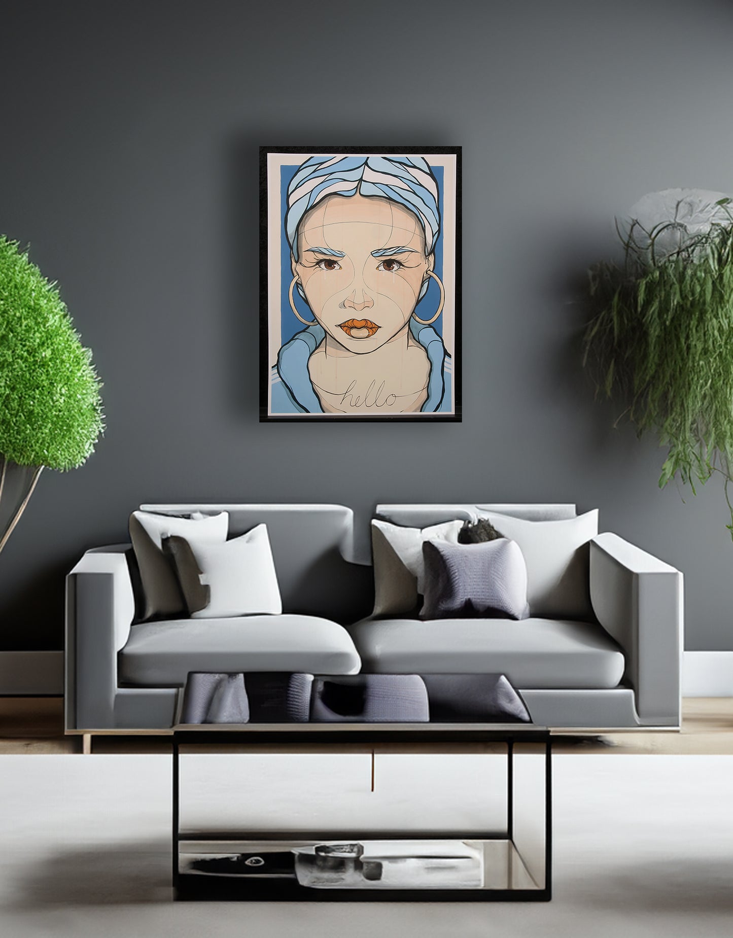 El Bocho - Hello in blue, 2023 (grand format) - Giclée/Hahnemühle - signée à la main