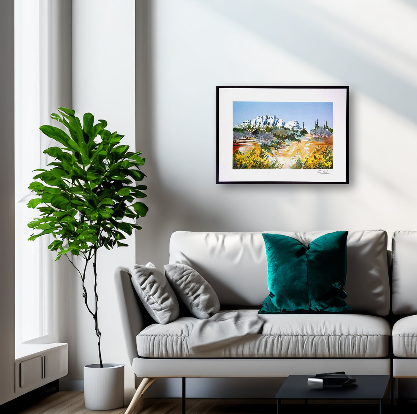 Fort, Ella - Paysage de montagne du Sud - Lithographie couleur - signée à la main