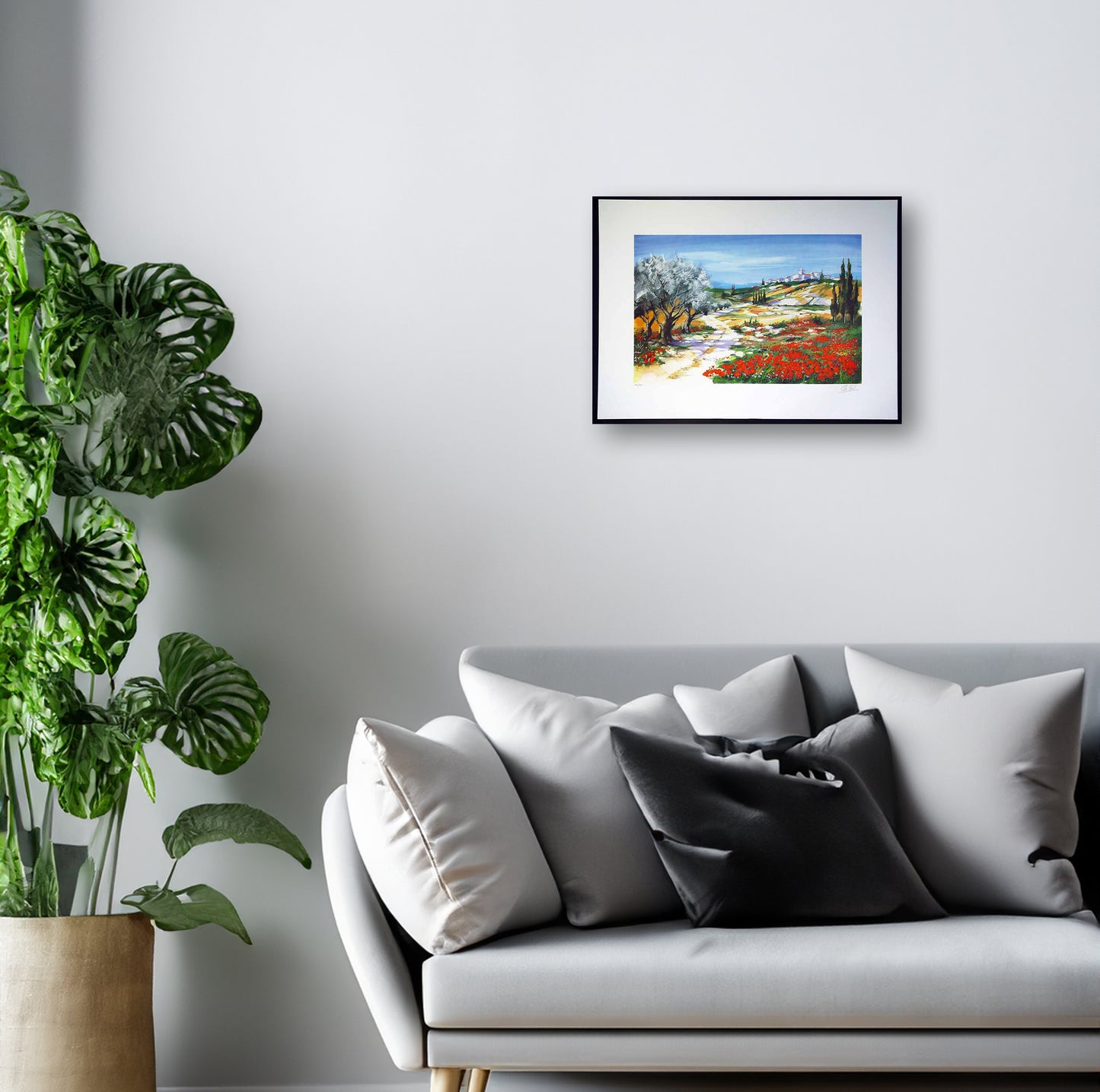 Fort, Ella - Paysage provençal - Lithographie couleur - Signée à la main 