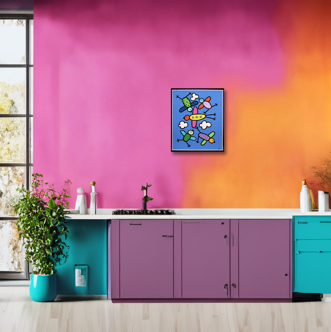 Basdera, Franz - Oiseau - Giclée - signé à la main - inscrit avec EA