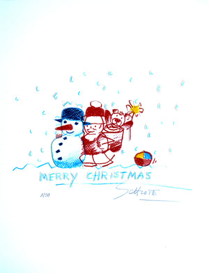 Schlote, Wilhelm - Merry Christmas Weihnachten im Schnee - Giclee - handsigniert