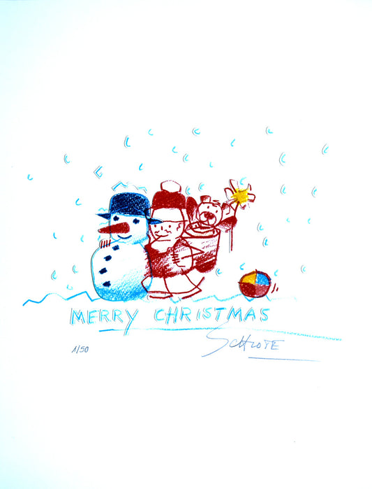 Schlote, Wilhelm - Merry Christmas Weihnachten im Schnee - Giclee - handsigniert